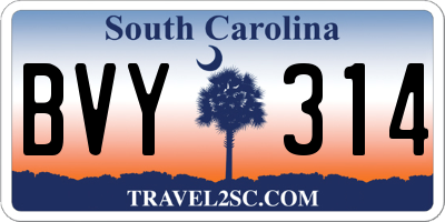 SC license plate BVY314