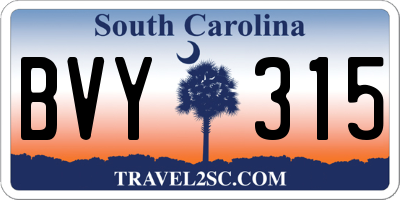 SC license plate BVY315