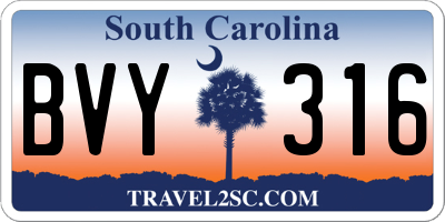 SC license plate BVY316