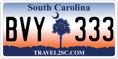 SC license plate BVY333