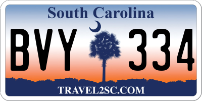 SC license plate BVY334