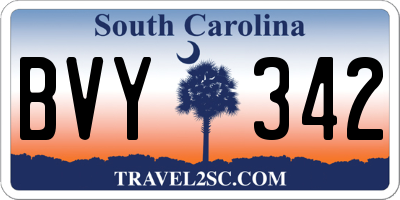 SC license plate BVY342
