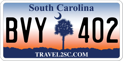 SC license plate BVY402