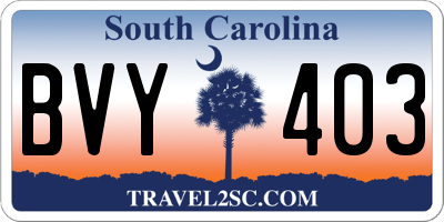SC license plate BVY403