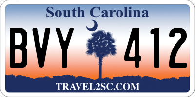 SC license plate BVY412