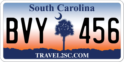 SC license plate BVY456