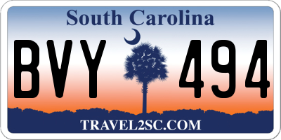 SC license plate BVY494