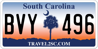 SC license plate BVY496