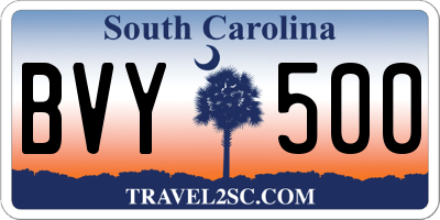 SC license plate BVY500