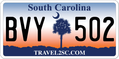 SC license plate BVY502