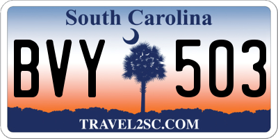 SC license plate BVY503