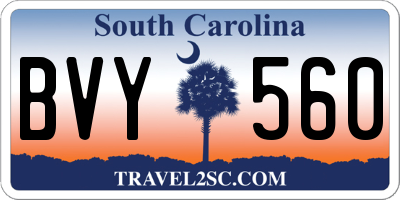 SC license plate BVY560