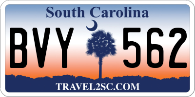 SC license plate BVY562