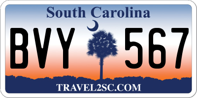 SC license plate BVY567