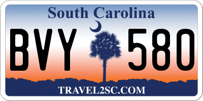 SC license plate BVY580