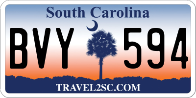SC license plate BVY594