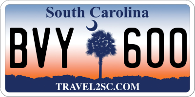 SC license plate BVY600