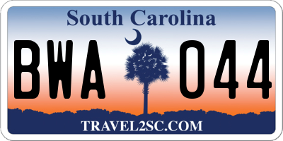 SC license plate BWA044