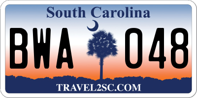 SC license plate BWA048
