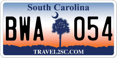 SC license plate BWA054