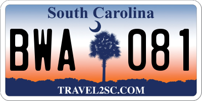 SC license plate BWA081