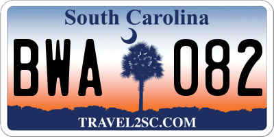 SC license plate BWA082
