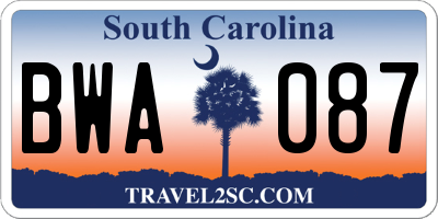 SC license plate BWA087