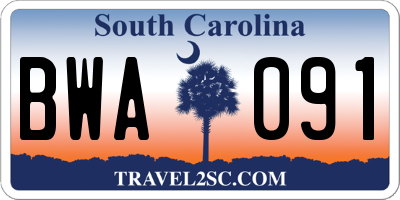SC license plate BWA091
