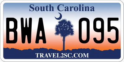 SC license plate BWA095