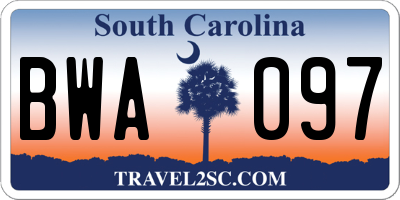 SC license plate BWA097