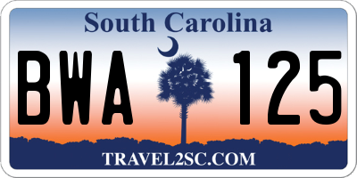 SC license plate BWA125