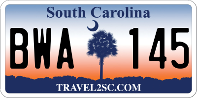 SC license plate BWA145