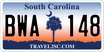 SC license plate BWA148