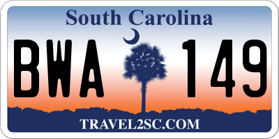 SC license plate BWA149