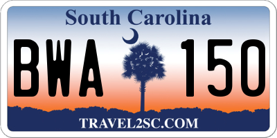 SC license plate BWA150