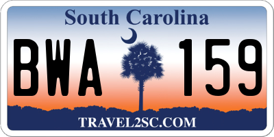 SC license plate BWA159