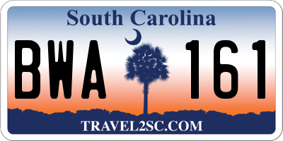 SC license plate BWA161