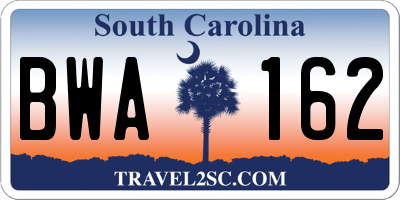 SC license plate BWA162
