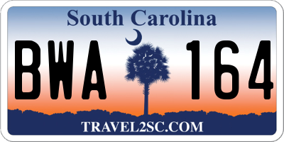 SC license plate BWA164