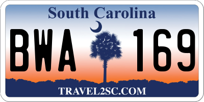 SC license plate BWA169
