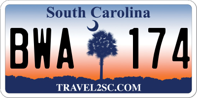 SC license plate BWA174