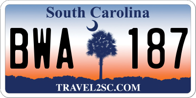 SC license plate BWA187