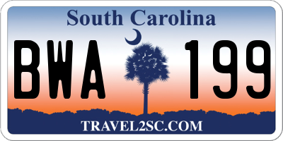 SC license plate BWA199