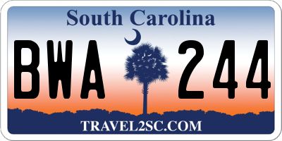 SC license plate BWA244