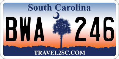 SC license plate BWA246