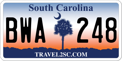 SC license plate BWA248