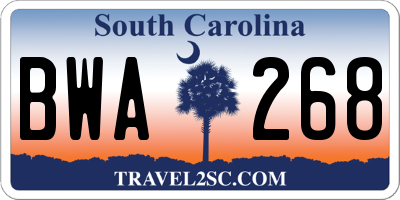 SC license plate BWA268