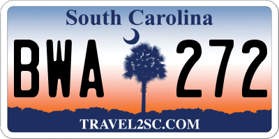 SC license plate BWA272