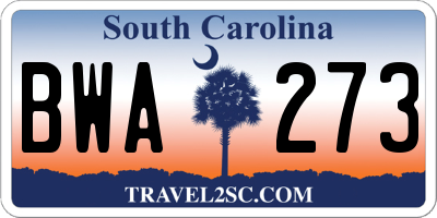 SC license plate BWA273