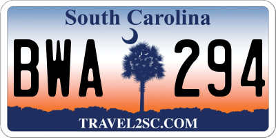 SC license plate BWA294